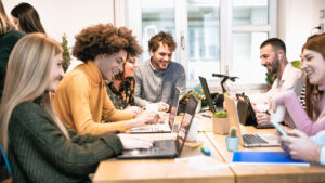 young employees meeting